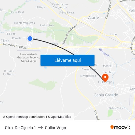 Ctra. De Cijuela 1 to Cúllar Vega map