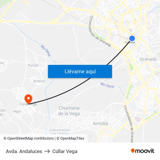 Avda. Andaluces to Cúllar Vega map