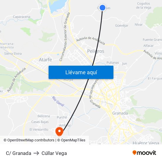 C/ Granada to Cúllar Vega map