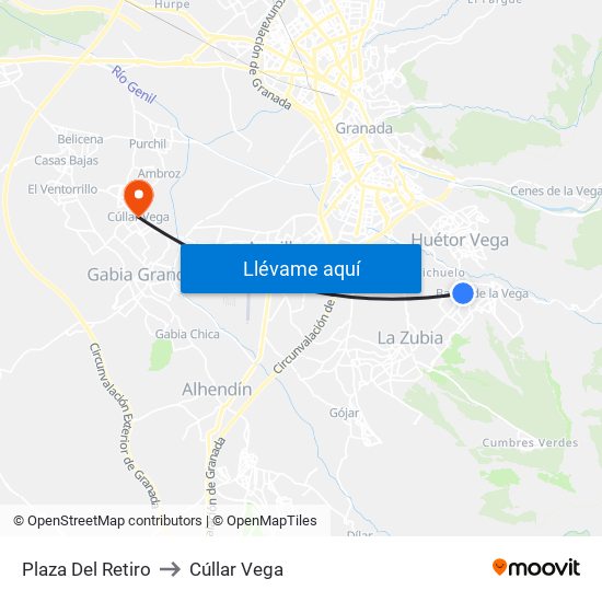 Plaza Del Retiro to Cúllar Vega map