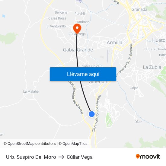 Urb. Suspiro Del Moro to Cúllar Vega map