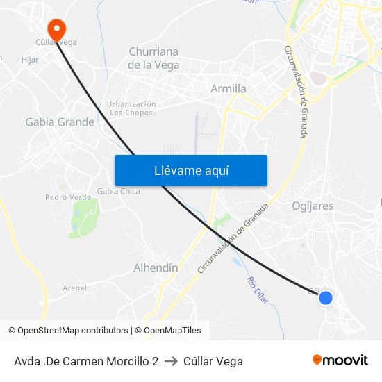 Avda .De Carmen Morcillo 2 to Cúllar Vega map