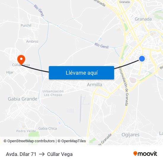 Avda. Dílar 71 to Cúllar Vega map