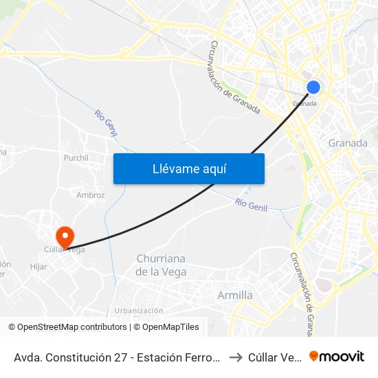 Avda. Constitución 27 - Estación Ferrocarril to Cúllar Vega map