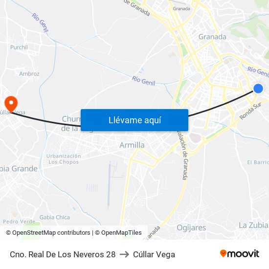 Cno. Real De Los Neveros 28 to Cúllar Vega map