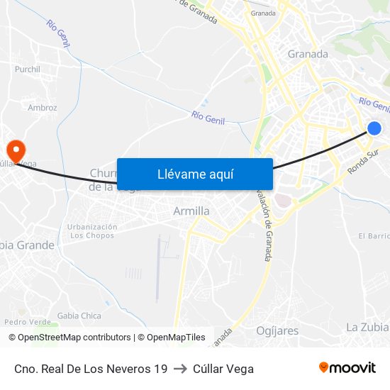 Cno. Real De Los Neveros 19 to Cúllar Vega map