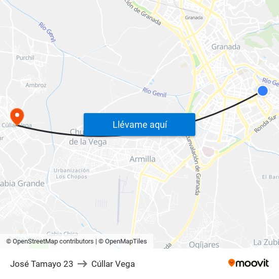 José Tamayo 23 to Cúllar Vega map