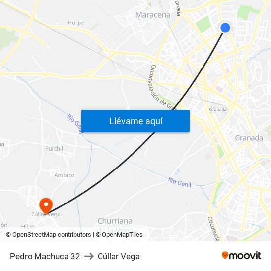 Pedro Machuca 32 to Cúllar Vega map