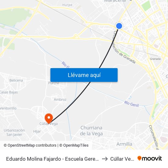 Eduardo Molina Fajardo - Escuela Gerencia to Cúllar Vega map