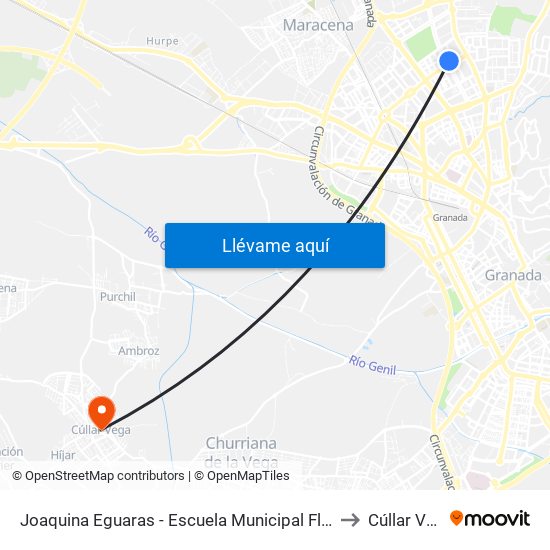 Joaquina Eguaras - Escuela Municipal Flamenco to Cúllar Vega map