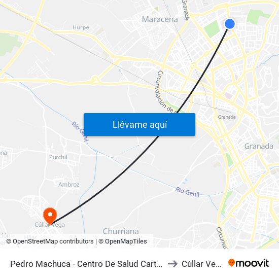 Pedro Machuca - Centro De Salud Cartuja to Cúllar Vega map