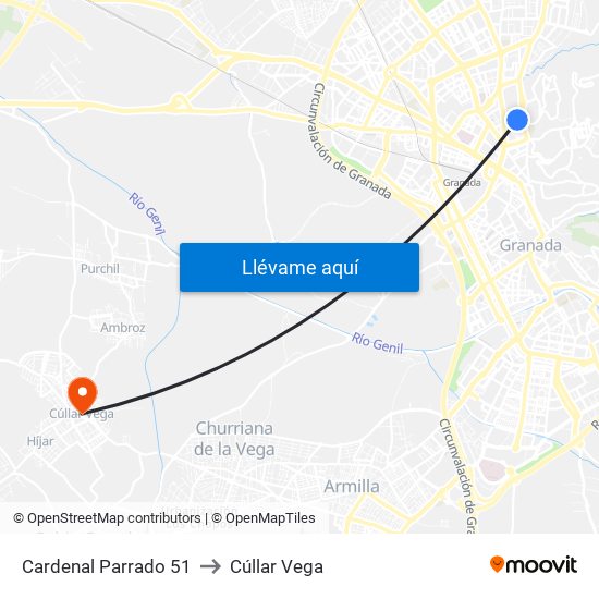 Cardenal Parrado 51 to Cúllar Vega map