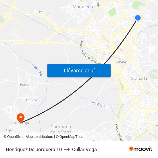 Henriquez De Jorquera 10 to Cúllar Vega map