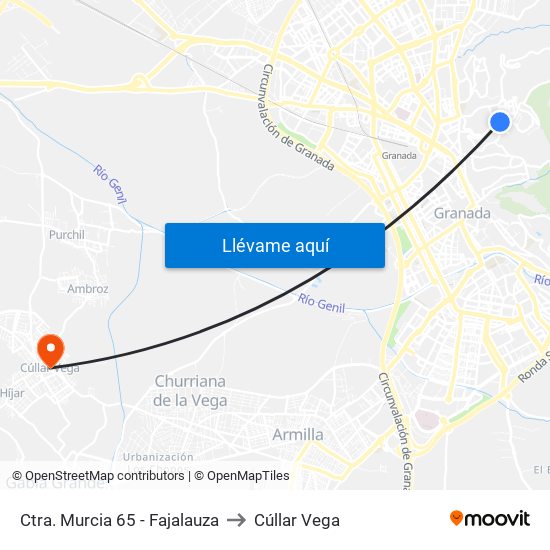 Ctra. Murcia 65 - Fajalauza to Cúllar Vega map