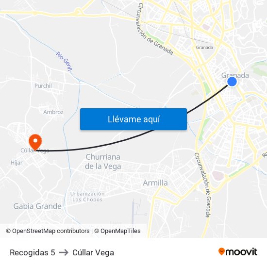 Recogidas 5 to Cúllar Vega map