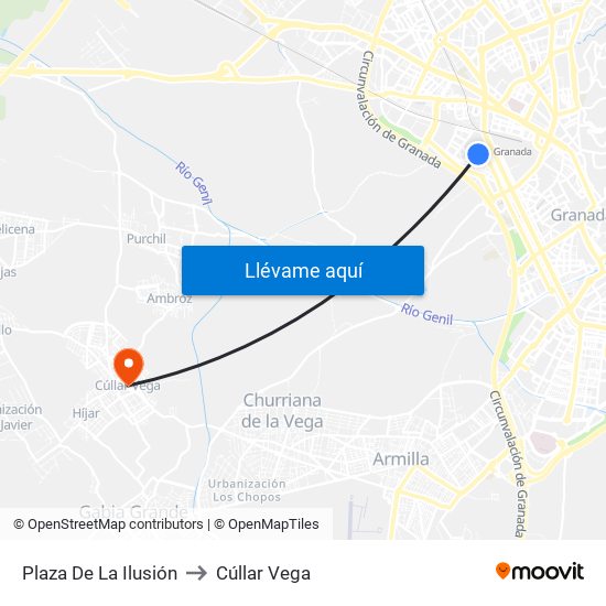 Plaza De La Ilusión to Cúllar Vega map