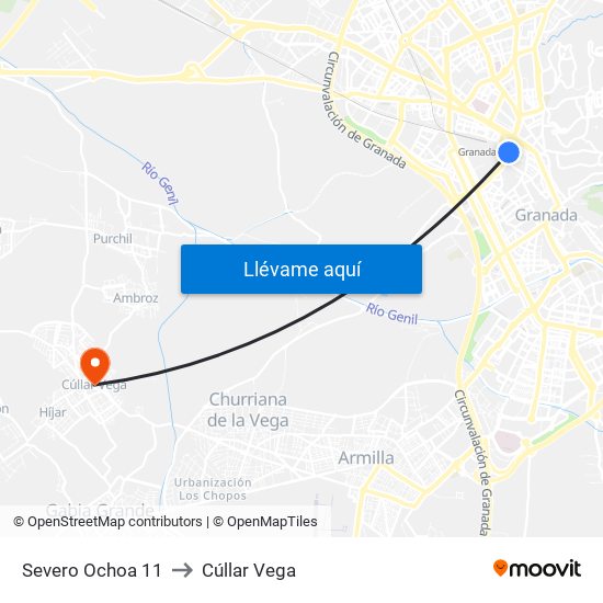 Severo Ochoa 11 to Cúllar Vega map