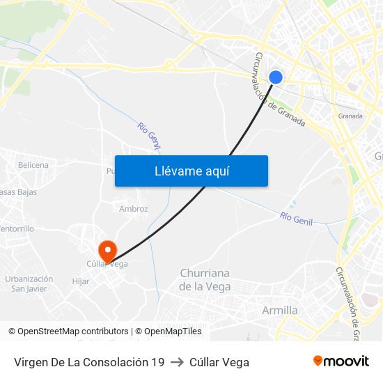 Virgen De La Consolación 19 to Cúllar Vega map
