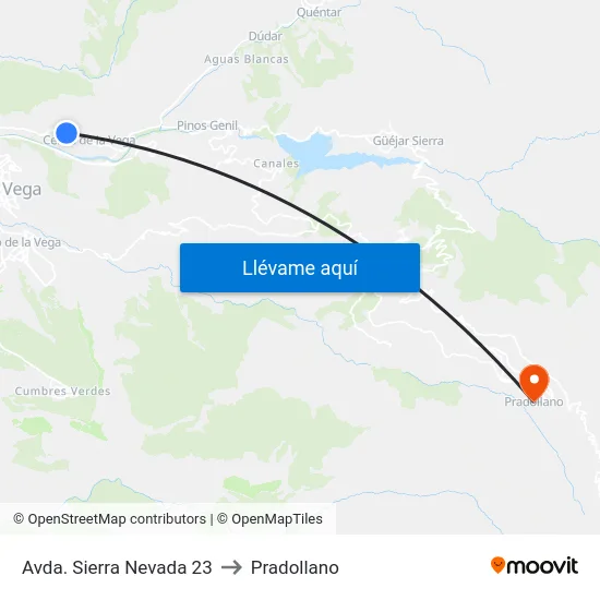 Avda. Sierra Nevada 23 to Pradollano map