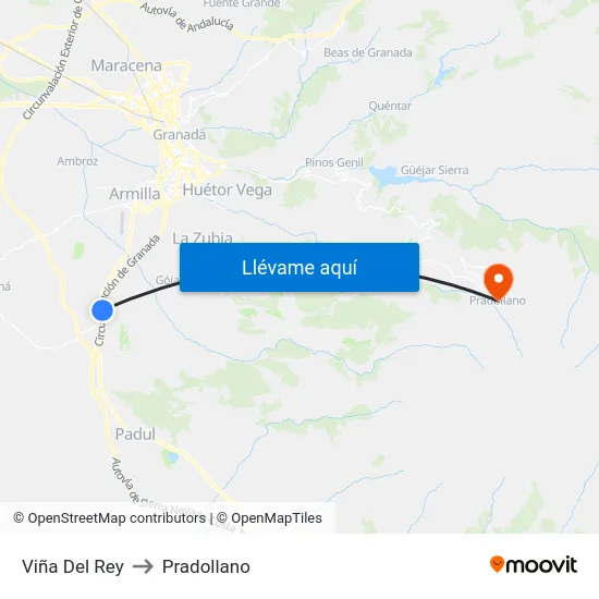 Viña Del Rey to Pradollano map