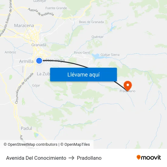 Avenida Del Conocimiento to Pradollano map