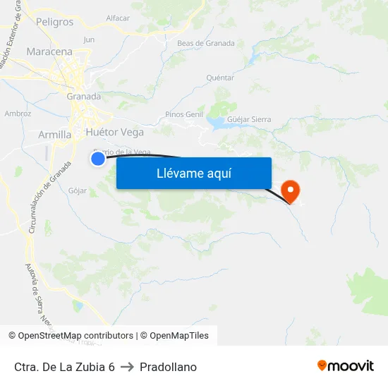 Ctra. De La Zubia 6 to Pradollano map