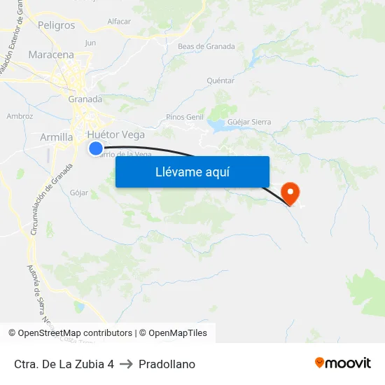 Ctra. De La Zubia 4 to Pradollano map