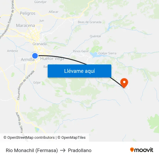 Rio Monachil (Fermasa) to Pradollano map