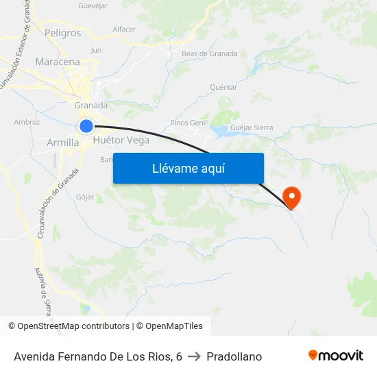 Avenida Fernando De Los Rios, 6 to Pradollano map