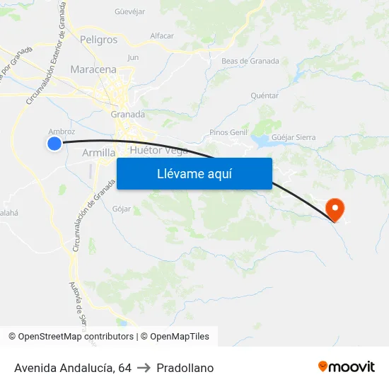 Avenida Andalucía, 64 to Pradollano map