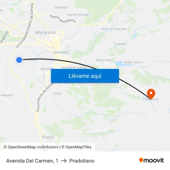Avenida Del Carmen, 1 to Pradollano map
