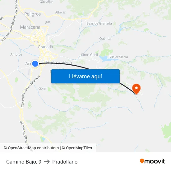 Camino Bajo, 9 to Pradollano map
