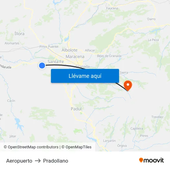 Aeropuerto to Pradollano map