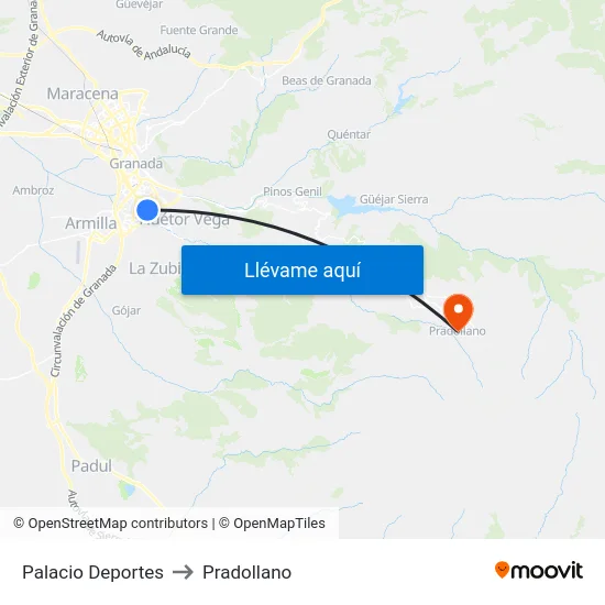 Palacio Deportes to Pradollano map