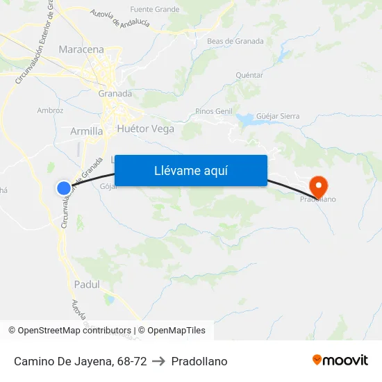 Camino De Jayena, 68-72 to Pradollano map