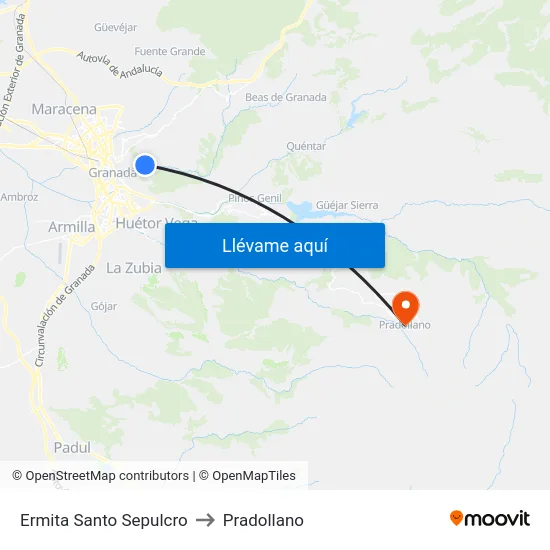 Ermita Santo Sepulcro to Pradollano map