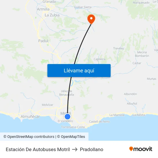 Estación De Autobuses Motríl to Pradollano map