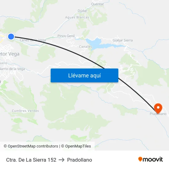 Ctra. De La Sierra 152 to Pradollano map