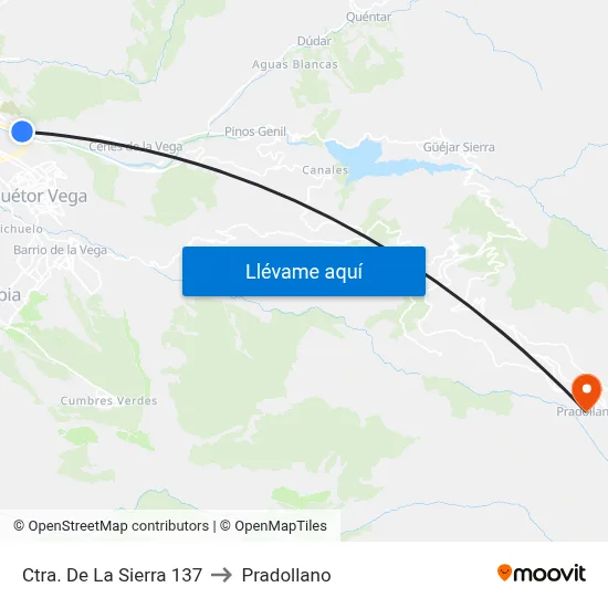 Ctra. De La Sierra 137 to Pradollano map