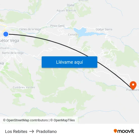 Los Rebites to Pradollano map