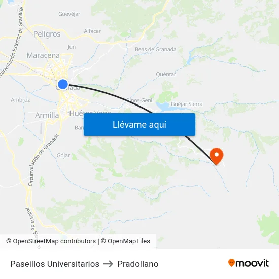 Paseillos Universitarios to Pradollano map
