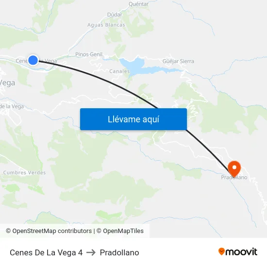 Cenes De La Vega 4 to Pradollano map