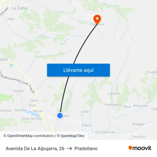 Avenida De La Alpujarra, 26 to Pradollano map
