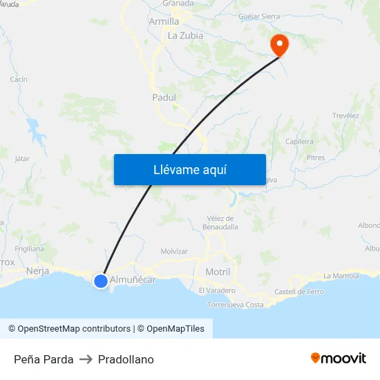 Peña Parda to Pradollano map