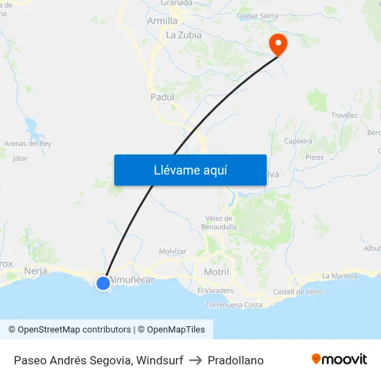 Paseo Andrés Segovia, Windsurf to Pradollano map