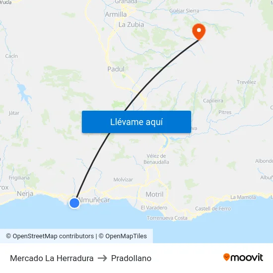 Mercado La Herradura to Pradollano map