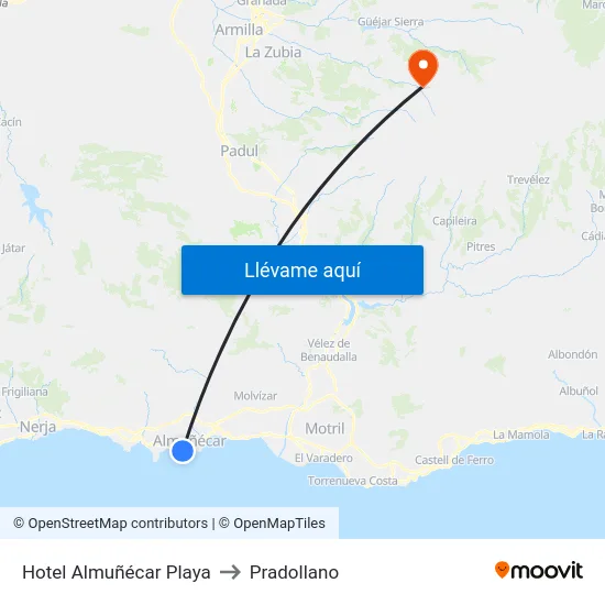 Hotel Almuñécar Playa to Pradollano map