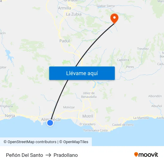 Peñón Del Santo to Pradollano map