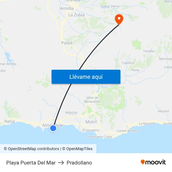 Playa Puerta Del Mar to Pradollano map