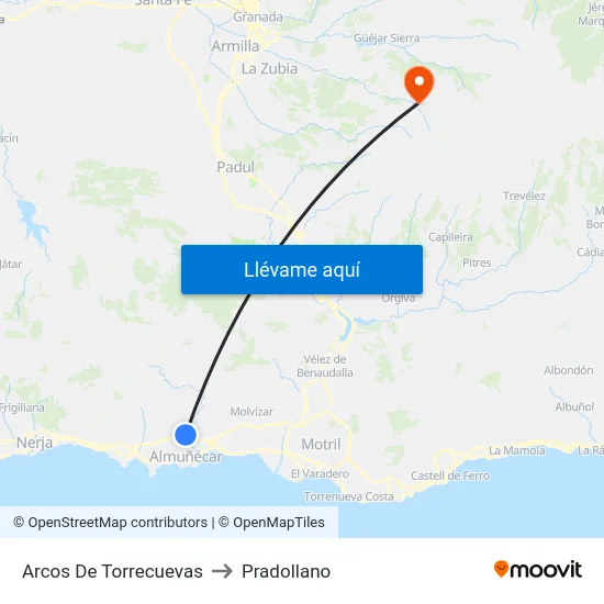Arcos De Torrecuevas to Pradollano map